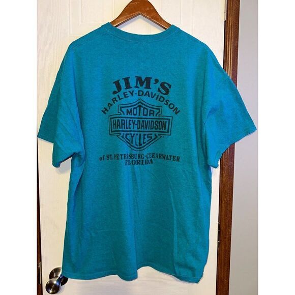 Harley Davidson Teal Graphic Short Sleeve T-Shirt Size 2XL - Picture 3 of 7